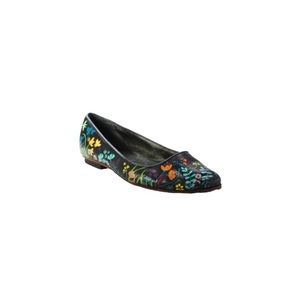 Camper Black Leather Colourful Embroidered Floral Print Flats - Women’s Size 36